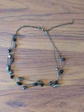 Multi-Strand Black Bead Women's Necklace